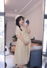 婧麒（JOYNCLEON）孕婦裝連衣裙夏季2025新款孕媽高級穿搭大碼氣質(zhì)收腰寬松裙子 姜黃色連衣裙（垂順透氣綁帶收腰 XXL 曬單實拍圖