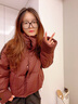 鴨鴨（YAYA）時(shí)尚百搭條紋短款羽絨服女2024年冬季新款防風(fēng)高領(lǐng)保暖外套潮XH 棗紅色 M 曬單實(shí)拍圖