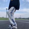 康坦汀褲子男春秋季美式高街條紋寬松直筒褲青少年學(xué)生運動(dòng)休閑衛長(cháng)褲 灰色 XL【推薦120-145斤】 曬單實(shí)拍圖