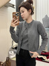 妃奧絨氣質(zhì)兩件套裝灰色羊毛針織開(kāi)衫女內搭高級感小個(gè)子洋氣外套毛衣  灰色【開(kāi)衫加內搭】 M 曬單實(shí)拍圖
