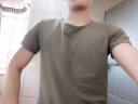 续点 短袖t恤男 纯色运动夏季休闲紧身圆领白色修身男士高端户外T恤 军绿色 M（90-118斤左右） 实拍图