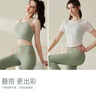 雙秀瑜伽服女瑜伽服套裝透氣鏤空美背高級感專業(yè)運動跑步普拉訓練夏季 白色罩衫+牛油果套裝（三件套） M (100-110斤) 曬單實拍圖