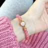 BOYESXSO紅紋石水晶手鏈月光石送閨蜜生日禮物粉色手串 8mm銀色款（默認15cm那其他備注手圍） 曬單實(shí)拍圖