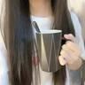 沽咚小茗簡約陶瓷馬克杯帶蓋圣誕禮物咖啡杯情侶水杯送男士女生日禮物杯子 線條杯【黑色】精美禮盒 曬單實拍圖