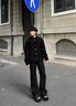 杉努黑色直筒微喇牛仔褲男款春秋季美式高街vibe褲子寬松顯瘦彎刀長(cháng)褲 G150黑色 XL （建議130-155斤） 曬單實(shí)拍圖