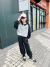 mlgt童裝官方品牌店 女童套裝2025春秋季衛(wèi)衣工裝褲中大童春裝兩件套 黑色 110 cm 曬單實(shí)拍圖