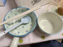 京婉（JINGWAN）冬日初雪手柄碗少女心飯碗陶瓷一人食套裝下彩ins餐具高顏值泡面 初雪丨藍(lán)手柄碗+飯碗+勺子+筷子 曬單實(shí)拍圖