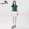 哥弟女裝綻放系列玫瑰花圖案套頭純棉薄款短袖T恤女1300996 墨綠 XL (5碼) 曬單實(shí)拍圖