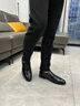 老爺車(chē)（WECKER）秋冬男鞋真皮男士皮鞋增高鞋子商務(wù)皮鞋男加絨青中年人爸爸鞋套腳 9608黑色[平跟單鞋款] 41 曬單實(shí)拍圖