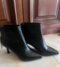 達芙妮短靴女氣質(zhì)尖頭細跟短靴加絨高跟瘦瘦靴后拉鏈通勤靴百搭女鞋子 4022605325 黑色 35  曬單實(shí)拍圖