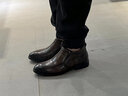 蜘蛛王男鞋秋冬季加絨皮鞋男款商務(wù)正裝真皮保暖套腳高幫工作棉鞋750551 棕色套腳【冬季加絨】 41 (255mm) 曬單實(shí)拍圖