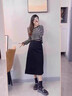 羅蒙（ROMON）半身裙女2024秋冬季新款高級感直筒高腰顯瘦垂感職業(yè)包臀一步裙子 黑色 M 曬單實(shí)拍圖