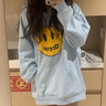 TYBURN歐美潮牌賈斯丁比伯drew衛衣連帽衫棉寬松男女情侶套頭加絨外套 天藍色(薄款) L  105-120斤左右 曬單實(shí)拍圖
