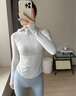 MAIA ACTIVE 柔韌透氣緊身連帽立領(lǐng)開(kāi)衫運動(dòng)跑步長(cháng)袖訓練上衣瑜伽外套TL052 白橡灰 M 曬單實(shí)拍圖