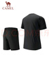 駱駝（CAMEL）速干運動服男短袖T恤褲跑步兩件套裝 J15BAXLN077 幻影黑 L 曬單實拍圖