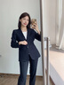 海瀾之家（HLA）西服套裝女款戧駁領(lǐng)彈力套裝女裝春季 藏青A5【西服+西褲】 165/88A L建議115-130斤 曬單實(shí)拍圖