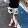 迪伽達美式嘻哈卡通字母印花短褲男款夏季hiphop寬松直筒休閑運動(dòng)短褲男 HQWP-D453灰色 XL 曬單實(shí)拍圖