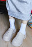 他她（TATA）休閑厚底洞洞鞋女款松糕外穿舒適拖鞋夏新款DWGM1BH4 杏色 37 曬單實(shí)拍圖