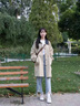 LISCN風(fēng)衣女外套2025春季新款過膝大衣撞色拼接小個(gè)子學(xué)生中長款上衣女 卡其色 S 建議(80-100斤) 曬單實(shí)拍圖