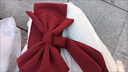 PU加厚彈力百褶裙餐椅套罩婚慶酒店飯店宴會(huì )家用通用裙擺邊椅罩 香檳色太陽(yáng)裙-大紅色蝴蝶結飄帶 曬單實(shí)拍圖