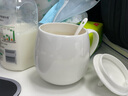 雅言陶瓷 水杯子家用簡約馬克杯牛奶杯咖啡杯早餐杯肚杯創(chuàng)意胖杯定制logo  早餐杯1個（帶蓋不帶勺） 曬單實拍圖