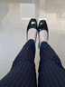 reemoor方頭單鞋子女鞋2026夏季新款蝴蝶結芭蕾粗跟鞋軟底舒適睿慕 黑色 35 曬單實(shí)拍圖