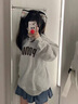 PMOG復(fù)古秋冬季加絨加厚無帽衛(wèi)衣女2023 oversize寬松學(xué)生長(zhǎng)袖上衣 白灰色[加絨款] M [建議86-105斤] 曬單實(shí)拍圖