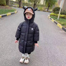 G.DUCK KIDS小黃鴨童裝女童羽絨服秋冬季中長款女寶寶衣服加厚保暖連帽外套 黑色 120碼建議110-120cm6-7歲cm 曬單實(shí)拍圖