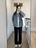 型男港（XING NAN GANG）黑色牛仔外套男痞帥春款寬松潮流外穿大碼牛仔衣夾克復古 淺藍色 XL 曬單實(shí)拍圖