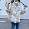 艾珠兒（Aizhuer）短款羽絨棉服女2026新款韓版寬松牛角扣棉衣面包服秋冬季厚外套女 米白色 M 曬單實拍圖