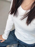柯蘭娜早秋長袖內(nèi)搭打底衫t恤女春秋正肩修身秋冬上衣初秋季穿搭薄 白色長袖 L 【建議111-120斤】 曬單實拍圖