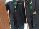 望了型300斤特大碼牛仔外套男加肥加大寬松工裝外套夾克衣服青年字母刺繡牛仔外套時(shí)尚夾克衫男 8001黑灰色 6XL【建議200-220斤】 曬單實(shí)拍圖