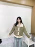 香影牛角扣麂皮絨外套女短款2025秋冬新款羊羔毛風(fēng)小個(gè)子仿生皮草 豆沙綠 S 曬單實(shí)拍圖