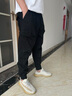 古先森束腳工裝褲男寬松大碼春夏款休閑褲男士束腳褲男生哈倫褲男長(cháng)褲子 黑色 32 【體重135-145斤】 曬單實(shí)拍圖