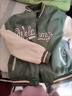 道唯美式復古棒球服男款外套男士春秋季潮牌學(xué)生麂皮絨情侶夾克上衣服 灰綠色 XL (150斤以?xún)瓤纱? 曬單實(shí)拍圖