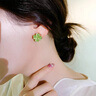KRISTEN JUDI旋轉(zhuǎn)四葉草耳釘女銀針綠色耳環(huán)貓眼石時尚耳飾品小眾耳墜學(xué)生閨蜜女友老婆生日禮物 可旋轉(zhuǎn)幸運四葉草耳環(huán)一對-金色 曬單實拍圖
