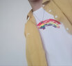 索賓馳（SUOBINCHI）短袖t恤男夏季港風(fēng)寬松青少年短袖衫個(gè)性學(xué)生彩虹印花情侶t恤衫 白色 XL 曬單實(shí)拍圖