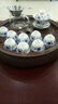 恒古（Heregur）潮汕功夫茶具套裝 10英寸 12英寸 陶瓷 圓形 儲(chǔ)水式茶盤 金青花 12英寸10件套蓋碗裝 曬單實(shí)拍圖