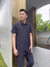 羅蒙（ROMON）父親節(jié)禮物兩件套爸爸短袖t恤夏季短袖運動套裝中年彈力冰絲休閑 藏青 【短袖+長褲】 180/92A 建議130-150斤 曬單實拍圖