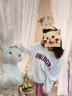月半晴（YUEBANQING）連帽羊羔毛毛衛(wèi)衣女2025秋季新款美式復(fù)古慵懶風(fēng)加絨加厚上衣女裝 版薄款白色 L _建議101-115斤 曬單實(shí)拍圖