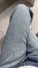 尚都比拉秋款舒適百搭柔軟不易皺寬松休閑長款微喇叭牛仔褲 牛仔藍 M  曬單實拍圖