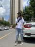 OLOEY淺色破洞牛仔褲女春秋夏季新款高腰寬松直筒哈倫直筒老爹褲 【腰帶】+919深藍 (款) 常規(guī) S 曬單實拍圖