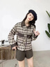 AEMAPE小香風(fēng)外套女春秋冬季韓系2025新款小個(gè)子千鳥(niǎo)格短款夾克上衣chic 咖啡色 L -105-115斤拍 曬單實(shí)拍圖