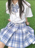 蘿美醬jk制服春秋全套女生短裙學(xué)院風(fēng)JK裙百褶裙半身裙套裝顯瘦裙子 溫柔格裙+長(cháng)袖襯衫+領(lǐng)結 XL 【建議115-125斤】 曬單實(shí)拍圖