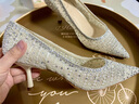 73Hours女鞋十四行詩(shī)春秋季新款蕾絲尖頭高跟鞋高級感秀禾婚鞋 灰色-24新款 34 曬單實(shí)拍圖