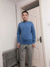 威可多（VICUTU）男士潮流長(cháng)袖針織衫易打理可機洗羊毛圓領(lǐng)打底 海鹽藍 XL 曬單實(shí)拍圖