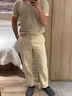 FULL MONTY【純棉水洗】淺卡其斜紋休閑褲男士商務(wù)休閑長褲子 淺卡其色40001 S 曬單實拍圖