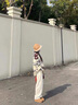 艾柔丹針織連衣裙女秋冬季新款女裝韓版慵懶風(fēng)鹽甜毛衣高腰闊腿褲兩件裝 米白色上衣+白色闊腿褲【套裝】 S 曬單實拍圖