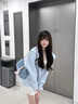 DXOT碎花連帽衛(wèi)衣女春秋oversize薄款外套港味chic寬松慵懶開衫上衣 M 淺藍色(春秋薄款) 曬單實拍圖