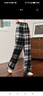 Halo Queen加絨休閑褲女秋冬格子韓版加厚寬松百搭顯瘦潮流闊腿褲H144K3004 曬單實(shí)拍圖